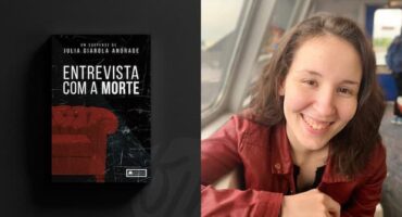 Julia Giarola e seu livro "Entrevista com a Morte". Photo: Disclosure.