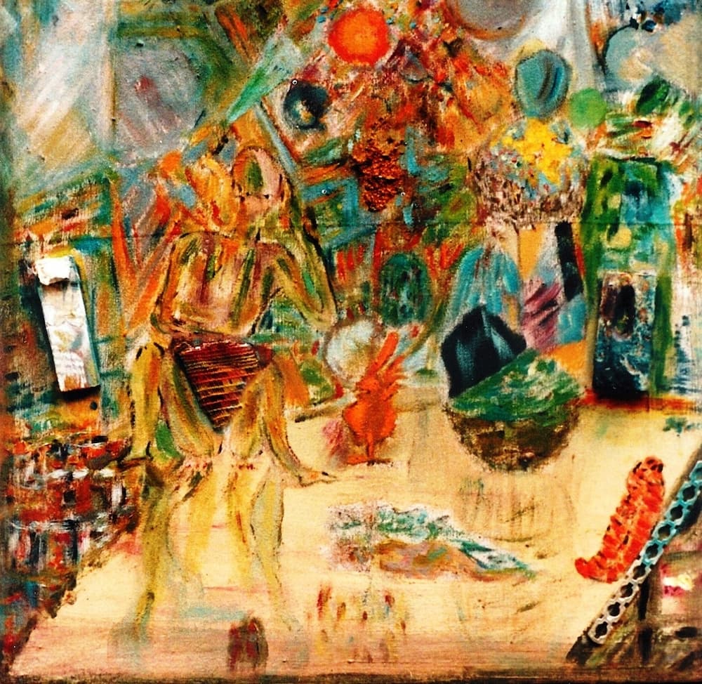 landscape in the city, mixed, 40 x 40 cm, 2002.