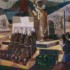 التين. 1 - عمل القداس الاول في البرازيل, لوح بأبعاد 271 سم × 501 سم, صنع في تمبرا على قماش, هو 1948.