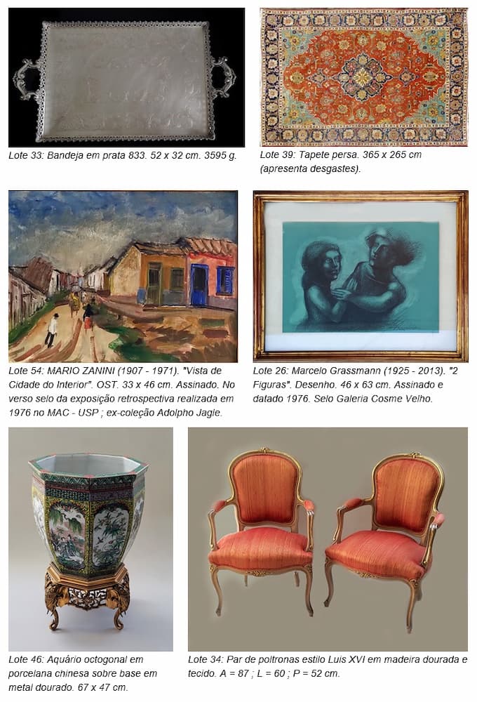 Flávia Cardoso Soares Auctions: Auction of Art and Antiques in Apartment in Vila Nova Conceição (SP), highlights. Disclosure.