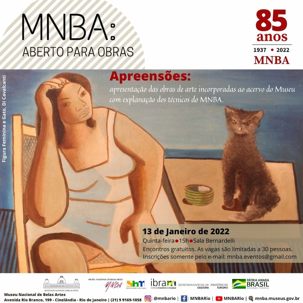 MNBA, Aberto para Obras 13 janeiro niver 85 anos MNBA, flyer. Divulgação.