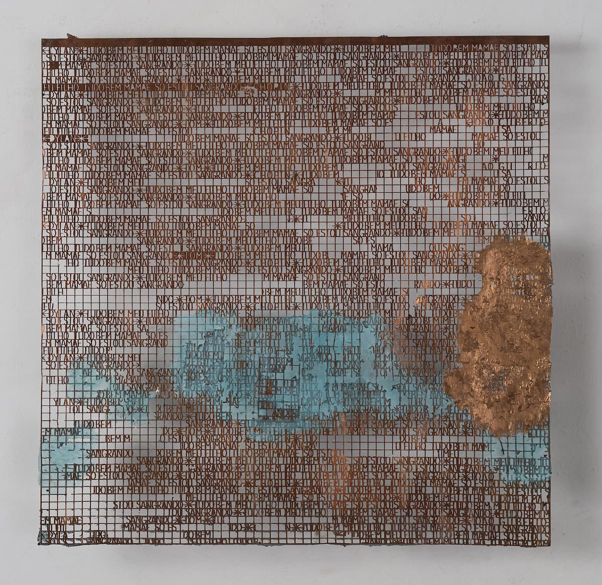 Hilal Sami Hilal, 2020, Untitled, series alright, copper/corrosion and handmade paper, 58 x 58 cm. Photo: Bruno Coelho.