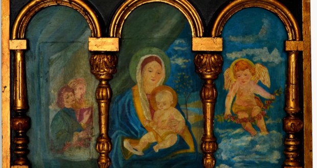 アニタ ・ マルファッティ, 木製の祭壇画に油を塗る. 写真: ディスクロージャー.