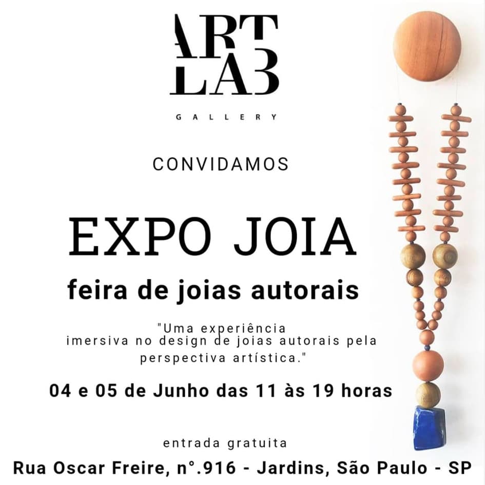 Art Lab Gallery, Expo Joia, feira de joias autorais - convite. Divulgação.