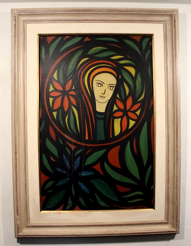 Djanira da Motta, figure with flowers, oil on canvas. Photo: Disclosure.