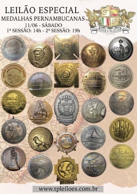 מכירה פומבית של פלביה קרדוסו סוארס: מכירה פומבית מיוחדת של מדליות פרנמבוקו. גילוי.