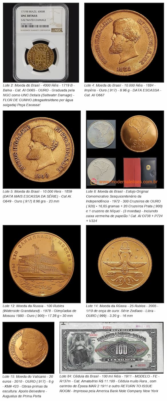 Flávia Cardoso Soares Auctions: 61º Vente aux enchères numismatique moderne, faits saillants. Divulgation.