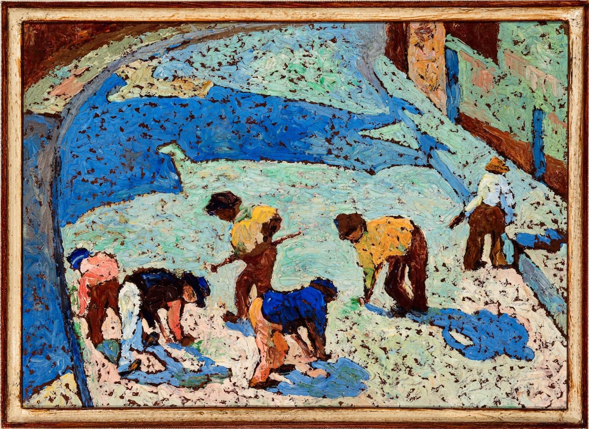 Zina Aita, Homens trabalhando, 1922, óleo cartão, 220 x 290 cm. Foto: Divulgação.