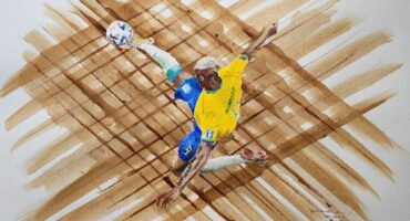 Artist from Qatar portrayed Richarlison's goal using coffee and watercolor. Photo: Disclosure.