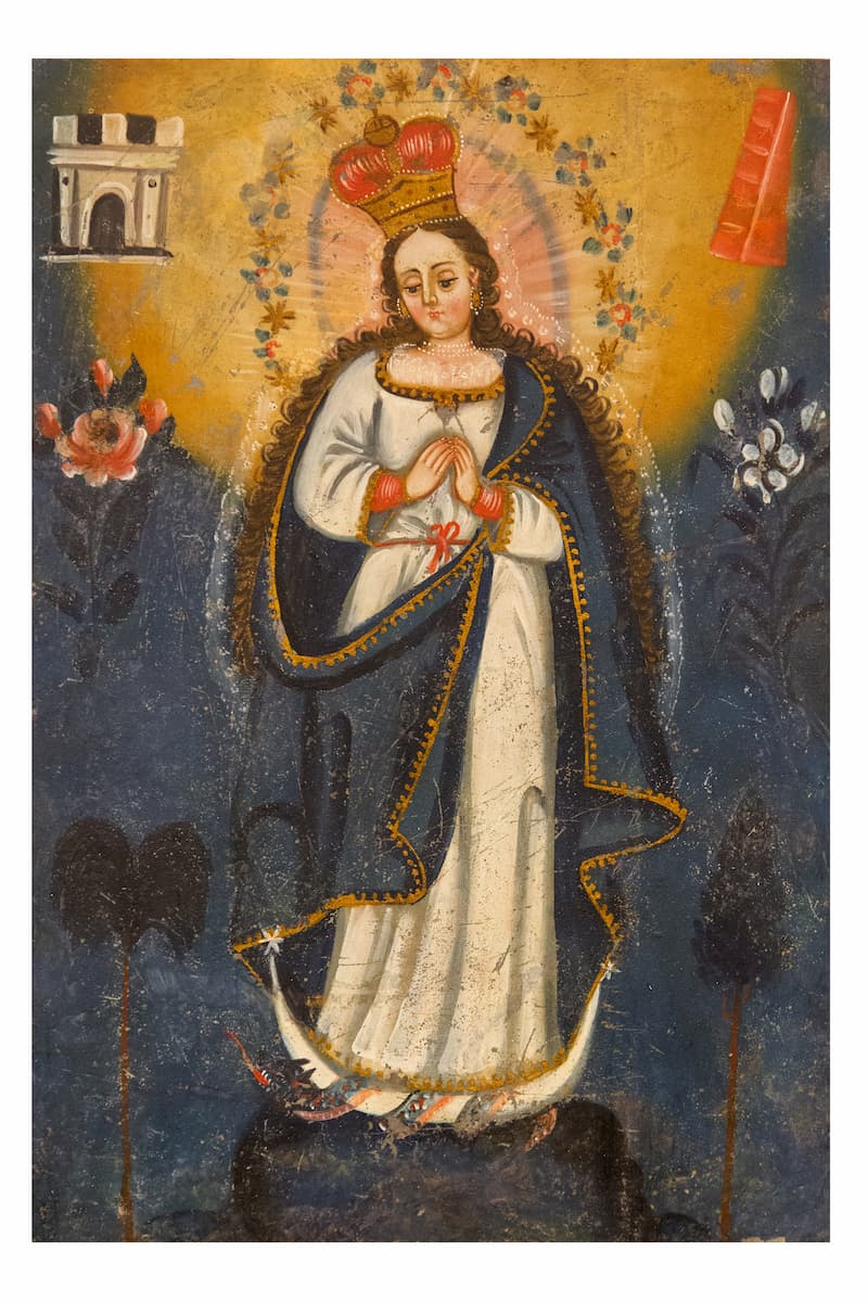 Nossa Senhora da Conceição | óleo sobre zinco, 34 x 23 cm, Alto Peru (Bolívia) - Século XIX. Foto: Divulgação.