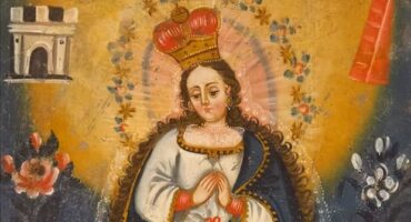 Nossa Senhora da Conceição | óleo sobre zinco, 34 x 23 cm, Alto Peru (Bolívia) - Século XIX, destaque. Foto: Divulgação.