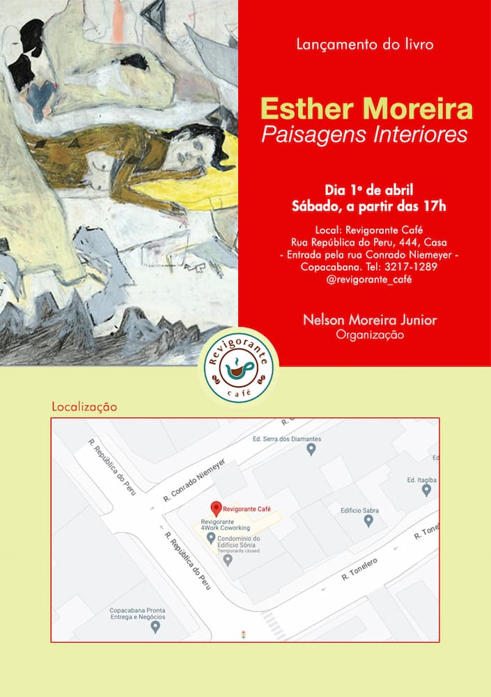 Lançamento do livro "Esther Moreira - Paisagens Interiores", flyer. Divulgação.