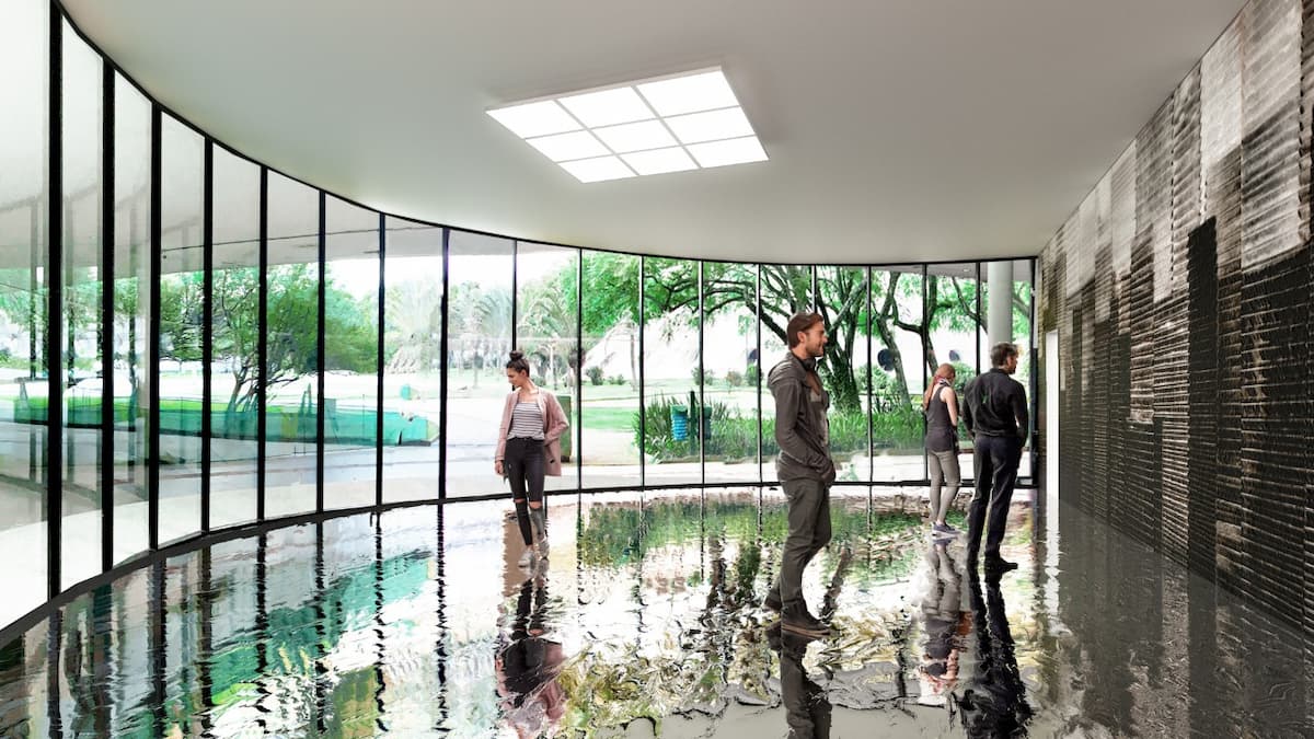 Progettazione impiantistica site-specific Il nostro mondo (2022-2023), dell'artista Shirley Paes Leme, per la Glass Room del MAM São Paulo. Foto: Cortesia da artista.