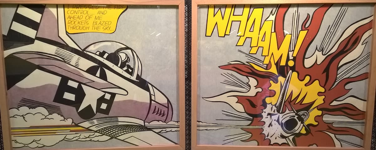 Fig. 6 – Roy Lichtenstein, Wow!, Acrylic, oil paint and resin on canvas, 170 x 400 cm, 1963. Photo: GualdimG, CC BY-SA 4.0, via Wikimedia Commons.